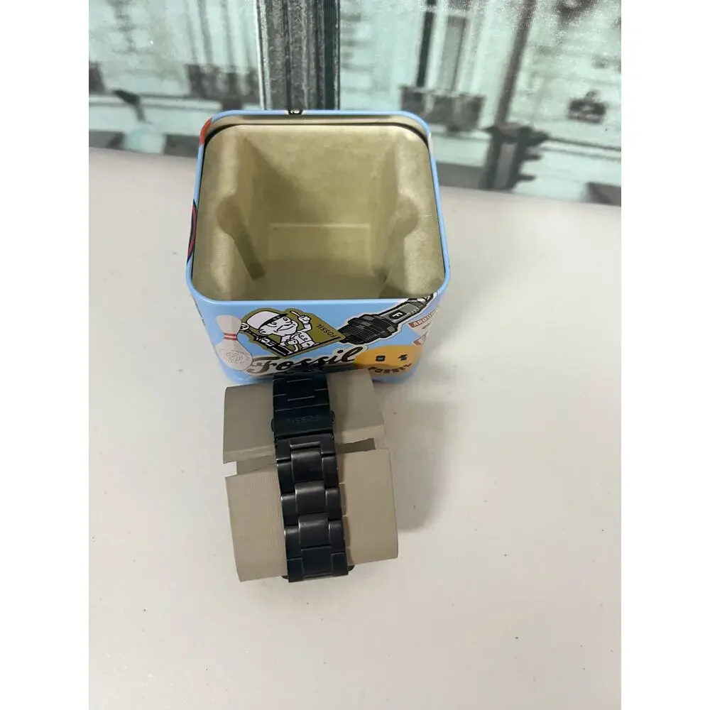 Fossil FS5455 Minimalist Black Steel Men Watch, Slim Waterproof Dress Wristwatch